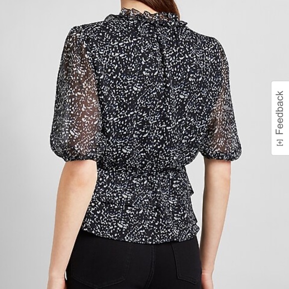 New with tags Express Printed Wrap Front Peplum Top - Picture 4 of 10